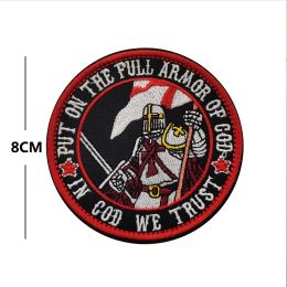 Embroidered Cloth Patches Templar Fully Armed Crusader Knight Military Badge Backpack Badges Magic Patch for Clothes DIY