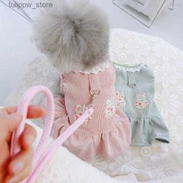 Dog Apparel Dog Apparel Floral Harness Dresses Lace Pet Vest Coat With Tutu Skirt Pink Green Summer Spring Cat Outfit Chihuahua L46