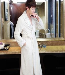 Men039s Sleepwear Fashion Lovers Luxury Fur Soft As Silk Flannel Long Bathrobe Men Winter Warm Kimono Bath Robe Mens Dressing G8017813