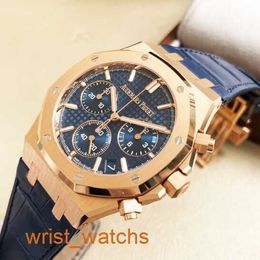 AP Wrist Watch Collection Royal Oak Series 26240OR Rose Gold Blue Plate Belt Mens Leisure Business Sports Back Transparent Automatic Mechanical Watch