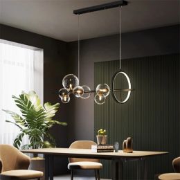 Modern Led Chandelier, Dining Room, Living Room Kitchen Dining Table, Bar Meeting Room, Coffee Shop Transparent Glass Chandelier