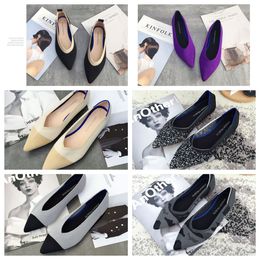 New Luxury Flat bottomed pointed ballet black white soft soled knitted maternity womens boat shoe casual and comfortable size 35-41