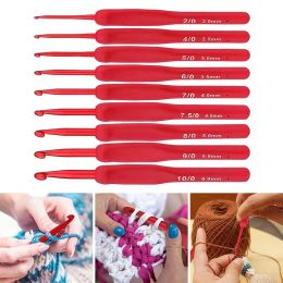 New Silicone Crochet Hooks Needle Handle Frosted Aluminium Handmade DIY Hook Head Crochet Sweater Weaving Knitting Sewing Tool