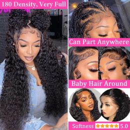 30 inch 13x6 Deep Wave Lace Front Wigs Human Hair Pre Plucked 13x4 Deep Curly HD Transparent Lace Frontal Wig 180% Density