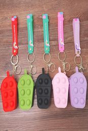 2021 DHL Decompression Toy Creative ice cream soft silicone wallet keychain cartoon fun game bag pendant small gift2747606