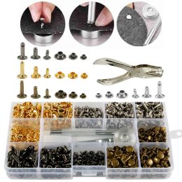 Leather Rivets Kit Metal Multi-color Round Rivet Studs Kit Repair Fixing Tool Kit Sewing Accessories for DIY Clothes Bags Decor