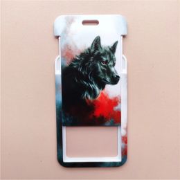 Wolves Pattern Animal Lanyard ID Badge Card Holder Office Worker Cardholder Cover Credit Card Case Card Protector Christmas Gift