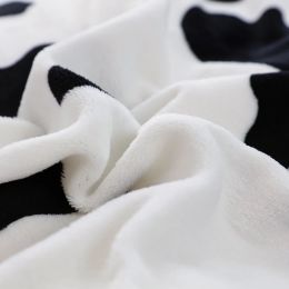 Cow Design Black and White Stripes Flannel Fitted sheet bed sheets Soft and Comfortable King Queen Single size