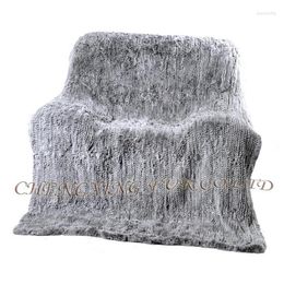 Blankets CX-D-92 Knit Style Genuine Rex Fur Blanket Game Mat Area Rug Wholesale Throw For Beds