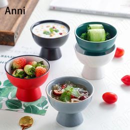 Bowls Creative Golden Stroke Ceramic Nordic Modern Tall Feet Snack Pot Dish Bowl With Spoon Fork El Restaurant Tableware