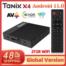 Box Tanix X4 Android TV Box Amlogic S905X4 Android 11 2T2R Dual Wifi Support AV1 H.265 8K 4K 60fps Google Voice Assistant Youtube