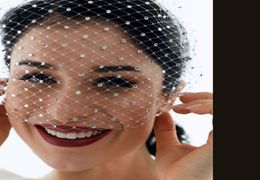 Bridal Veils White Headband Veil For Shiny Rhinestone Birdcage Woman Wedding Hair Accessories Charming Fascinators3953343