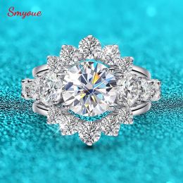 Smyoue 9.8CTTW Certified Full Moissanite Engagement Ring for Women Sparkling Simulated Diamond Jewelry S925 Sterling Silver GRA