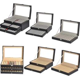 Leather Pen Storage Display Box Display Tray with Glass Sunroof 12 Grids 24 Grids and 36 Grids High End Storage Box New 2023