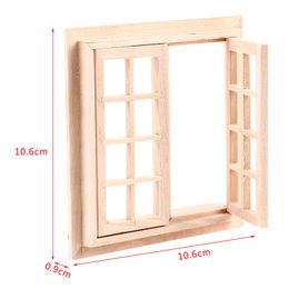 1:12 Dollhouse DIY Miniature Door Window 16 Grids Wooden Square Windows Model Home Doll House Decor Accessories