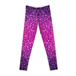 Active Pants Purple Pink Ombre Faux Glitter Sparkles Leggings Sport Legging Sports Tennis For Women's Womens