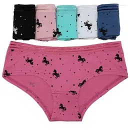 Women's Panties CHRLEISURE 6PCS/Set Low-rise Cotton Printed Briefs For Women Comfortable Breathable Skin-friendly Invisible Hip Lift