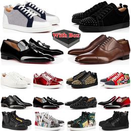 2024 new Designer mens dress shoes christiann red bottoms men women sneakers luxurys cut leather splike loafers vintage fashion rivets shoe lace up flat trainers