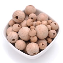 8 10 12 14 15 16 18 20 25 30mm Natural Wood Beads Round Shape Log Spacer Beads BeechFor Jewellery Making DIY Bracelet Necklace