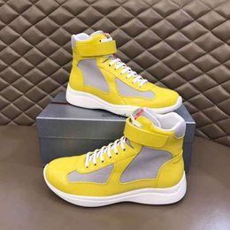 Luxury Brand Americas Cup High-top Sneakers Shoes Men Casual Walking Rubber Sole Mens Sports Mesh Fabric Patent Leather Outdoor Trainers 38-46