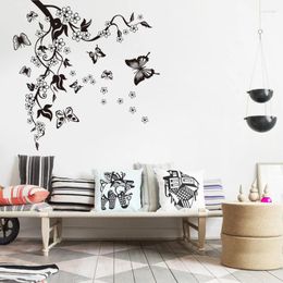 Window Stickers DIY Decorative Wall Creative Butterfly Flower Branch Home Decor Living Room Decorations Pvc Decals Mural Art