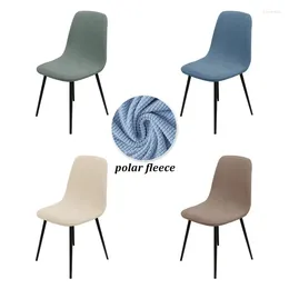 Chair Covers Polar Fleece Shell Cover Stretch Short Back Chairs Solid Colour Washable Dining Seat Case For Kitchen Living Room