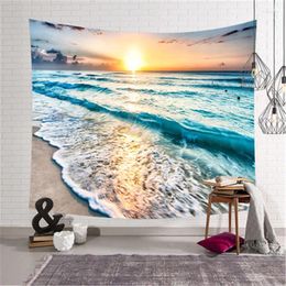 Tapestries Europe Bedroom Tapestry Bedding Urban Ocean Sea Wave Beach Seascape Series Wall Painting 3d Art Decoration Living Room