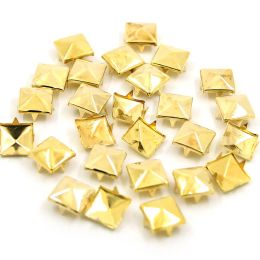 100Pcs 6-12mm 4 Claw Rivets Square/Round Metal Spike Studs Pyramid Rivets For Leather Spikes On Clothes/Shoes/Bags/Belt Punk DIY