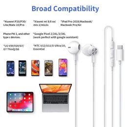 USB Type C Google Chip DAC Earphones Magnetic Sports Stereo Earbuds with Wired Control Microphone For XiaoMi Redmi Huawei Pixel