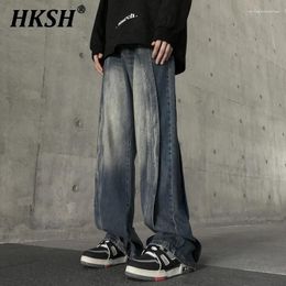 Men's Jeans HKSH Spring Autumn Tide American High Street Vintage Trendy Women's Personalised Pleated Casual Denim Pants HK0462