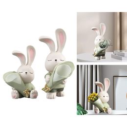 Resin Bunny Statue Rabbit Figurine Sculpture Plant Pot Flower Pot Flower Vase Planter for Event Party Office Wedding Holiday