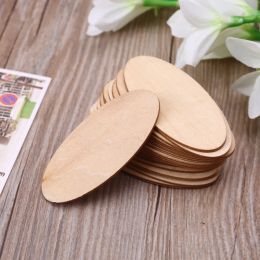 10/20/30pcs Oval Wooden Slices Chips Unfinished Cutout Name Tags DIY Scrapbook
