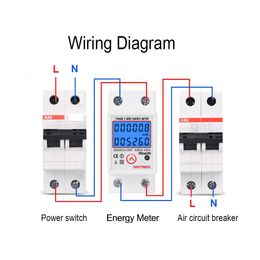 Digital Wattmeter AC 230V 5(80)A Power Energy Metre Din Rail KWH Voltage Current Metre Backlight with Reset Function