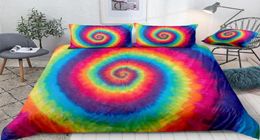 3 Pieces Hippie Rainbow Tie Dye Bedding Colourful Microfiber Duvet Cover Set Queen Bed Set 3pcs Tie Dyed Home Textiles Dropship7001874