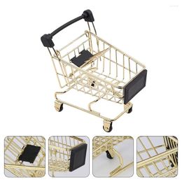 Storage Bottles Cart Basket Delicate Shopping Carts Toy Golden Mini Trolley Containers Kids