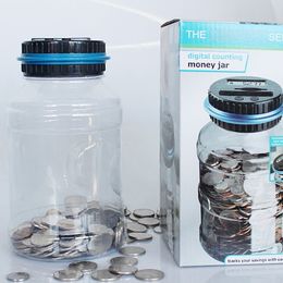 Money Saving Box with LCD Counter Coin Counter Bank Money Counting Jar Piggy Bank Savings Jar Designed for Dollar Euro Pound Aud