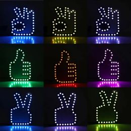 Auto Car SUV Interior Rear Windshield Gesture Light Remote Control Warning Brake Middle Finger Styling Lamp Universal Fun Sign