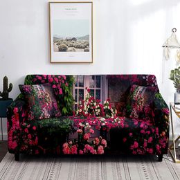 Chair Covers Floral Stretch Sofa Cover For Living Room Flowers Print Couch 1/2/3/4 Seaters Elastic Slipcover Furniture Protector