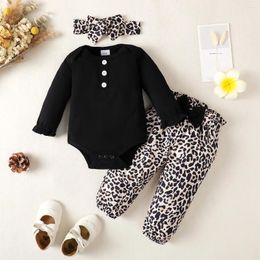 Clothing Sets Autumn Baby Girl Clothes Set Toddler Girls Long Sleeve Bodysuit Leopard Print Bow Pants Infant Fashion Outfit