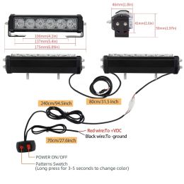 12LED Car Warning Strobe Light Strip Remote Control Auto Daytime Running Police Emergency Lamp 2 In 1 12V For Car Trucks Moto