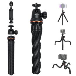 Tripods UURIG Octopus Flexible Tripod For Phone SLR DSLR Gopro Camera Tripod Extend 1/4'' Screw With Ballhead ColdShoe Phone Clip Remote