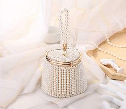 Luxury Full Pearl Beaded Women Evening Bags Wedding Party Bridal Tote Handbags Mini Fashion Bucket bag Clutches Ladies Purses Q0702247214