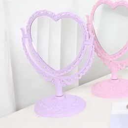 2 Sides Heartshaped Makeup Mirror Rotatable Stand Table Compact Dresser 21x26cm 4 Color 240409