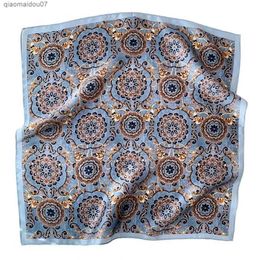 Shawls New 2024 Pashmina 100% Mulberry Silk Scarf Fashion Womens Summer Beach Small Scarf Shawl Raincoat 53 * 53cm Headband Bandana KerchiefL2404