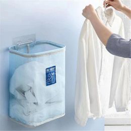 Laundry Bags Long Flat Storage Basket Collapsible Large Mesh Clothes Hamper Foldable Bag