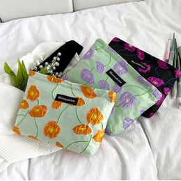 Cosmetic Bags Large Capacity Wash Bag Women Clutch Pouch Pen Cases Multifunctional Fashion Flower Makeup Storage Organizer