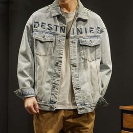 Shuai Mens Denim Jacket Trendy Brand Oversized Top