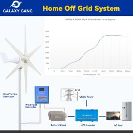 Galaxy Gang 6 Blades Windmills Wind Turbine Generator Free Energy China Factory 3000W 12V 24V 48V With Mppt Charge Controller