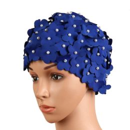 Women Breathable Swim Pool Beach Swimming Hat Attractive Ladies Petals Free size Bathing Cap