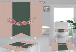 Wild Print Shower Curtains Sets Highgrade Fourpiece Suit Bathroom Antipeeping Nonslip Deodorant Bath Toilet Mats Must6478276